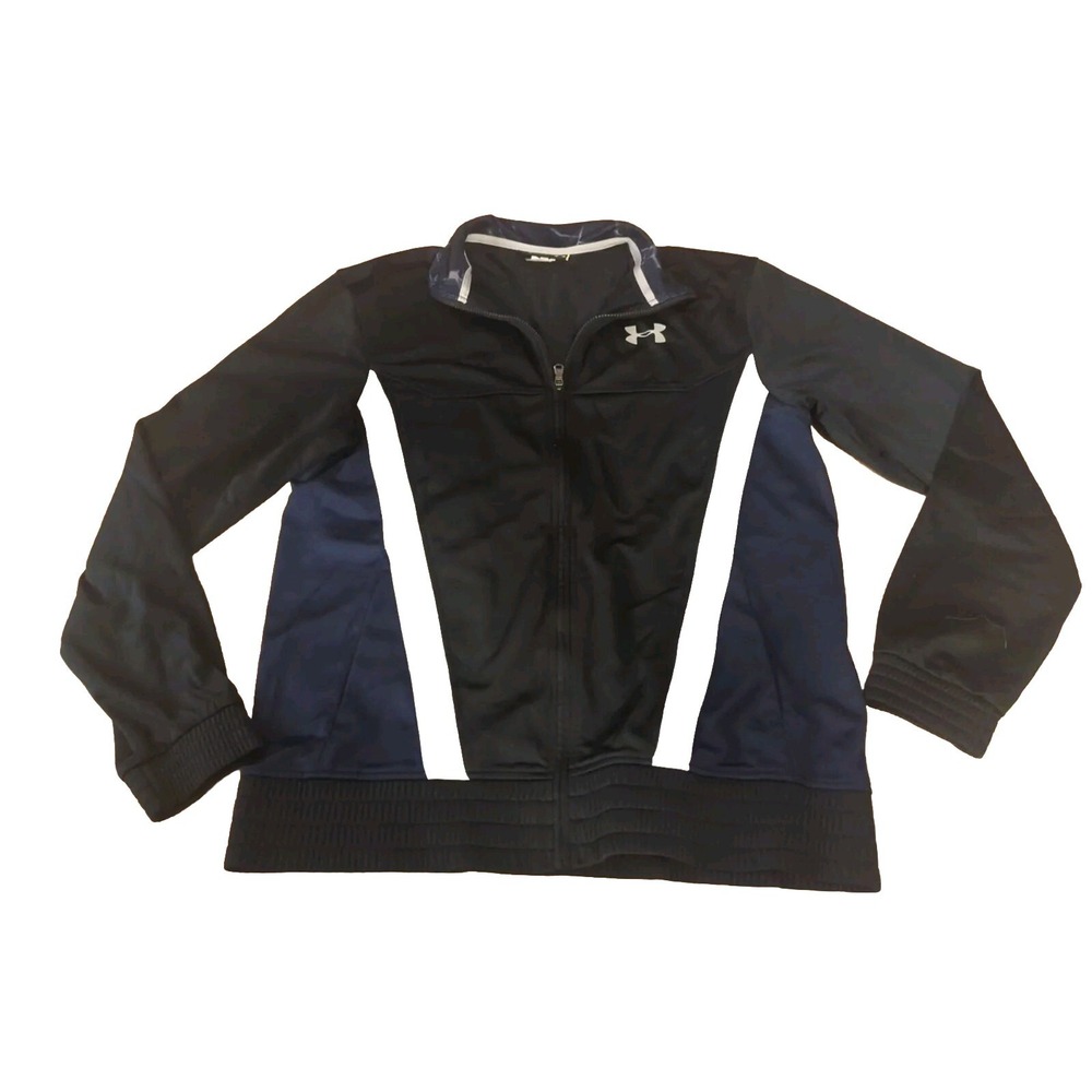 Under Armour Mens Zip Up Jacket Sweatshirt Black White size Large